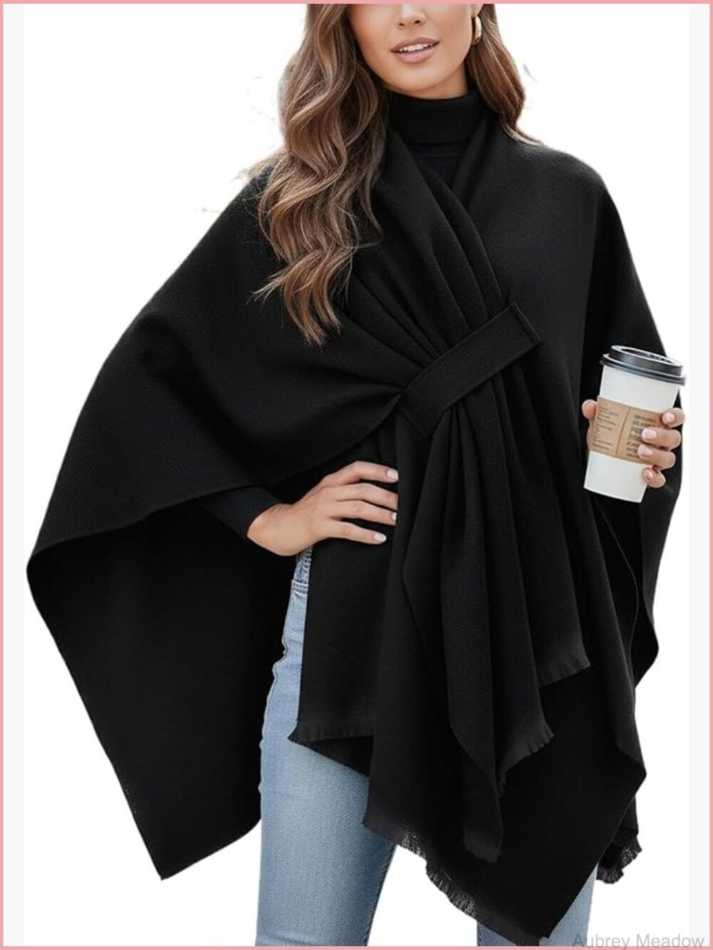 Wrap Cape Open Front Duster Cardigan Sweater Poncho